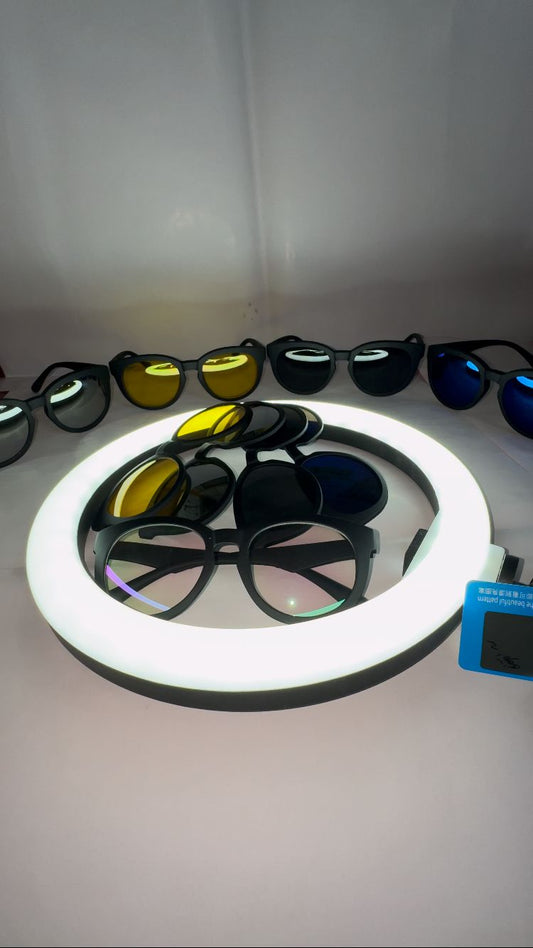 5 In 1 attche Sunglasses Polarized Magnetic Clip Day Night Vision Sunglasses